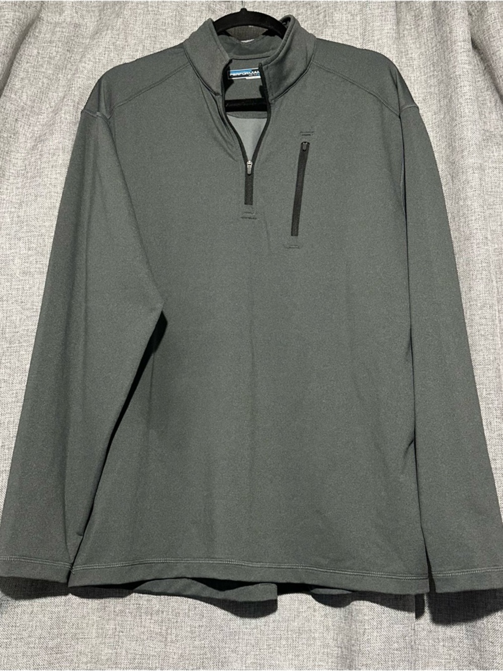 Roundtree & Yorke Men's Performance Quarter Zip Pullover Fleece Top Gray